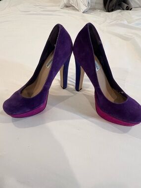 Steve Madden Purple Suede Platform Pumps with Pink Accent